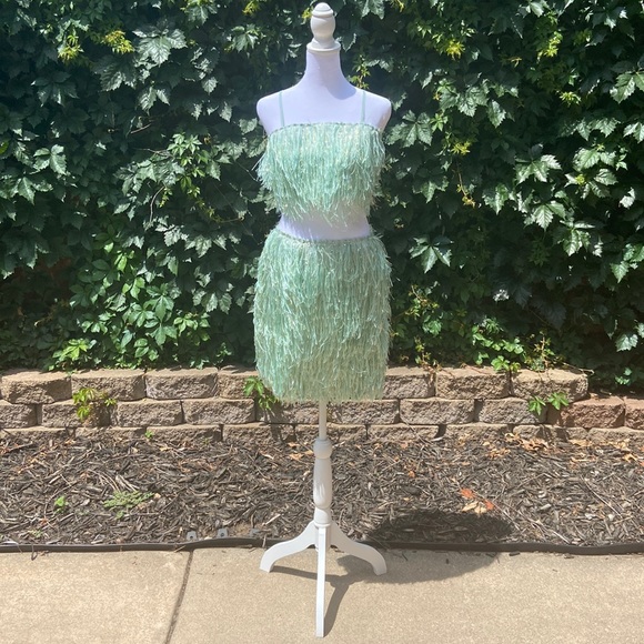 Nasty Gal Hairy Yarn Glitter Cami in Mint - Picture 8 of 9